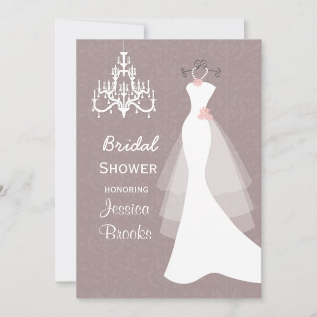Wedding dress Chandelier  Bridal shower Invitation (Front)