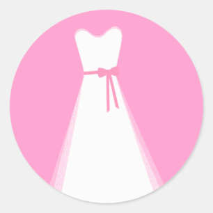 Wedding dress classic round sticker