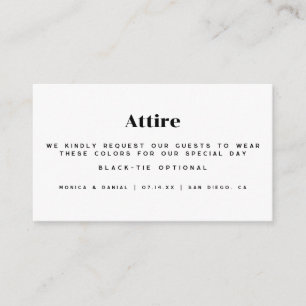 Wedding Dress Code  Enclosure Card