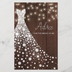 Wedding dress elegant bridal shower advice card