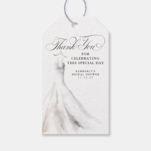 Wedding Dress Elegant Bridal Shower Thank You Gift Tags