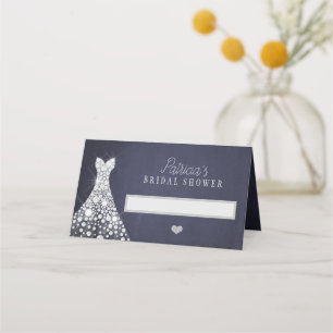Wedding dress elegant navy bridal shower chic place card