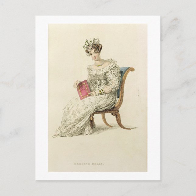 Wedding dress, fashion plate from Ackermann's Repo Postcard (Front)