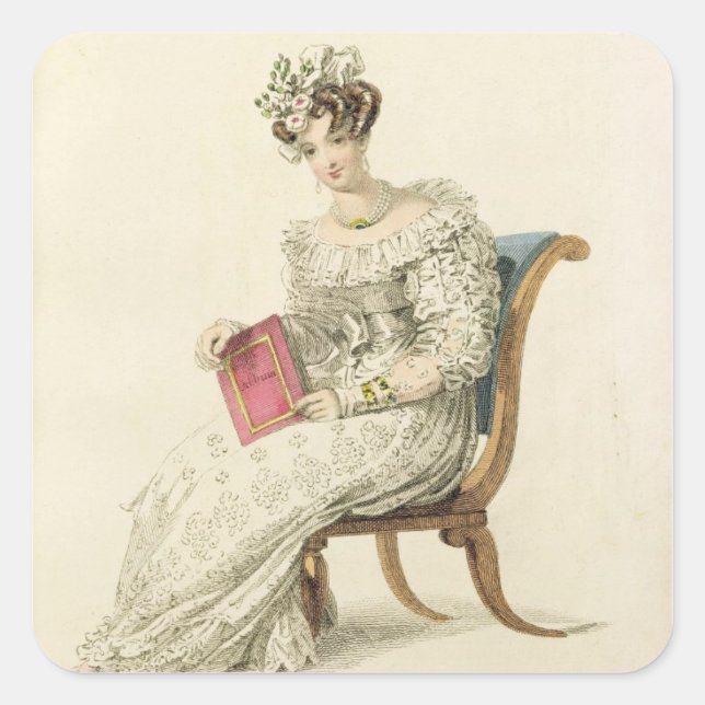 Wedding dress, fashion plate from Ackermann's Repo Square Sticker (Front)