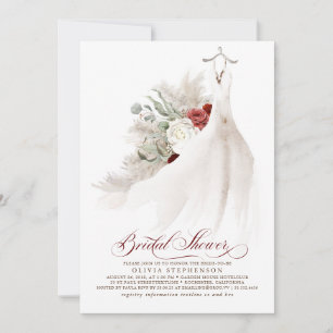 Wedding Dress Floral Pampas Grass Bridal Shower Invitation