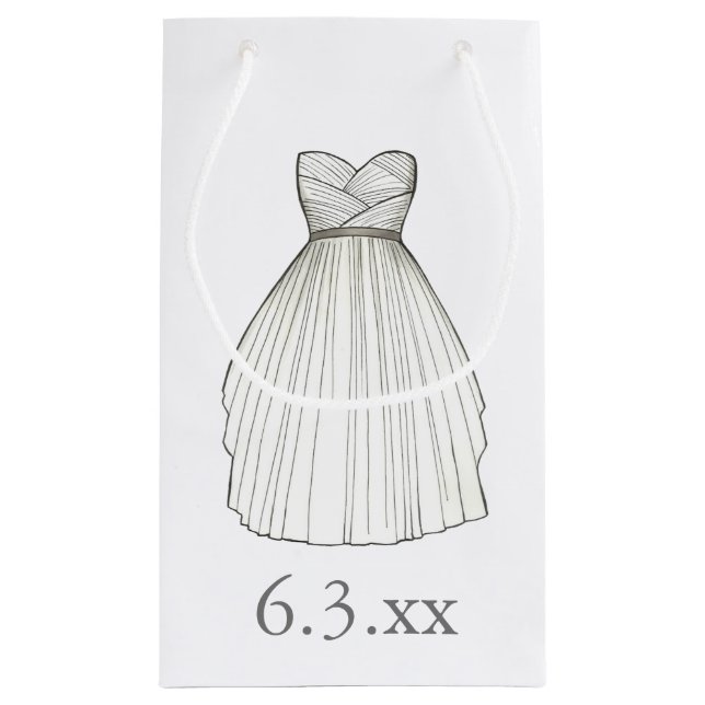 Wedding Dress Gown Bride Bridal Shower Date Small Gift Bag (Back)