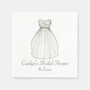 Wedding Dress Gown Bride Bridal Shower Napkins