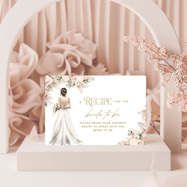 Wedding Dress Gown Brunette Recipe Bridal Shower Enclosure Card (Creator Uploaded)