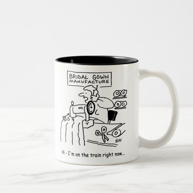 Wedding Dress Maker is "On the Train" Two-Tone Coffee Mug (Right)