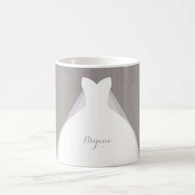 Wedding Dress Modern Glamour Bridal Chic Grey Coffee Mug (Center)