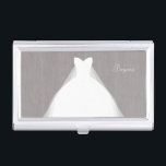 Wedding Dress Modern Glamour Bridal Shower Grey Business Card Holder<br><div class="desc">Wedding Dress Modern Glamour Bridal Shower Grey Business Card Holder. Customise with any text or leave it blank.</div>