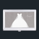Wedding Dress Modern Glamour Bridal Shower Grey Business Card Holder<br><div class="desc">Wedding Dress Modern Glamour Bridal Shower Grey Business Card Holder. Customise with any text or leave it blank.</div>