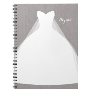 Wedding Dress Modern Glamour Bridal Shower Grey Notebook