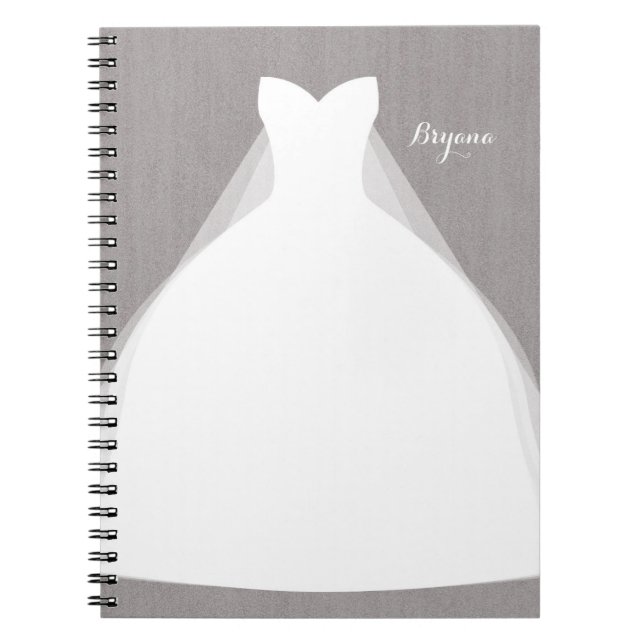 Wedding Dress Modern Glamour Bridal Shower Grey Notebook (Front)