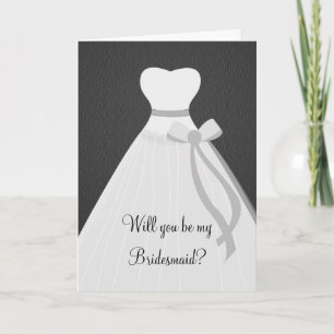 Wedding dress on dark grey background Bridesmaid Invitation