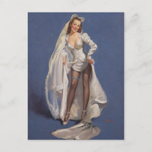 Wedding Dress Pin Up Postcard