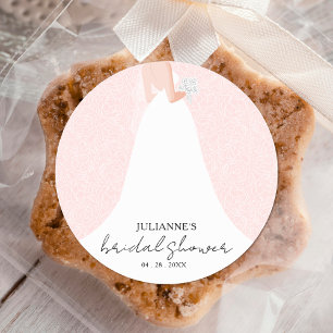 Wedding Dress Pink Bridal Shower Classic Round Sticker