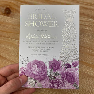 Wedding Dress Purple Lavender Floral Bridal Shower