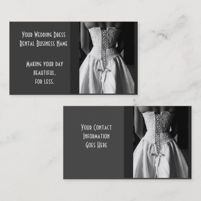 Wedding Dress Rental or hire business cards Zazzle