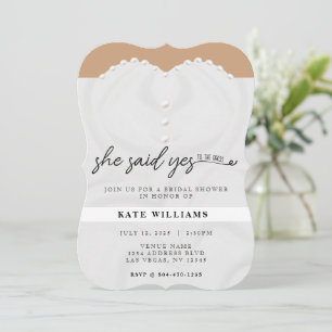Wedding Dress She Said Yes Bridal Shower Invitation