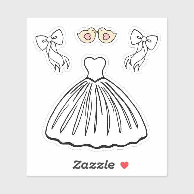 Wedding Dress Stickers  (Sheet)
