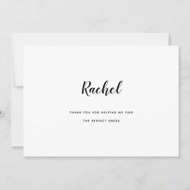Wedding Dress Store Boutique Minimalist Thank You Card (Front)