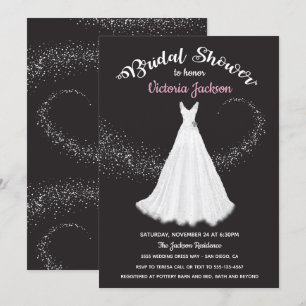 Wedding Dress Swirling stars bridal shower Invitation