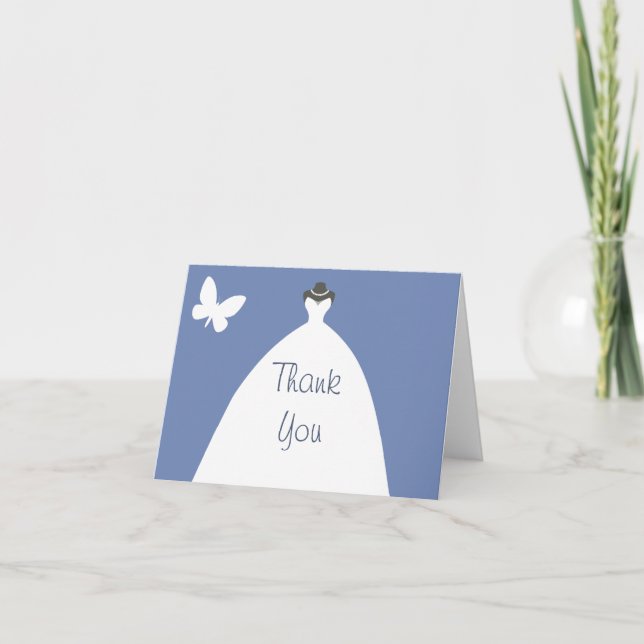 Wedding Dress Thank You with White Butterfly (Front)