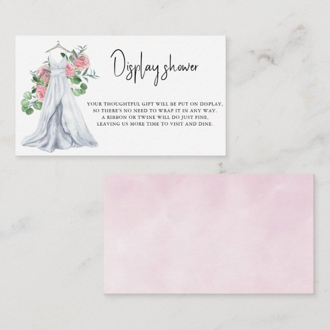 Wedding dress with flowers - Display Shower Enclosure Card (Front/Back)