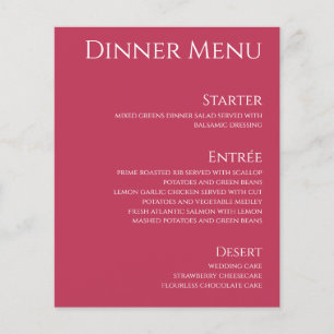 Wedding Drink & Dinner Menu-Viva Magenta-