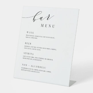 Wedding Drink Menu Bar Reception Table Sign J102