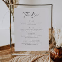 Wedding Drink Menu Bar Sign Reception Poster C100