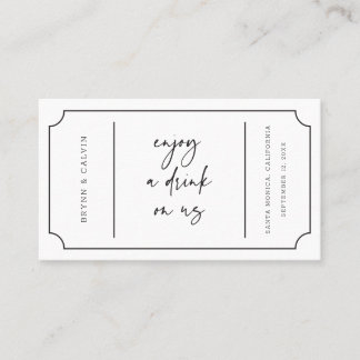 Wedding Drink Ticket Reception Bar Token Card B613