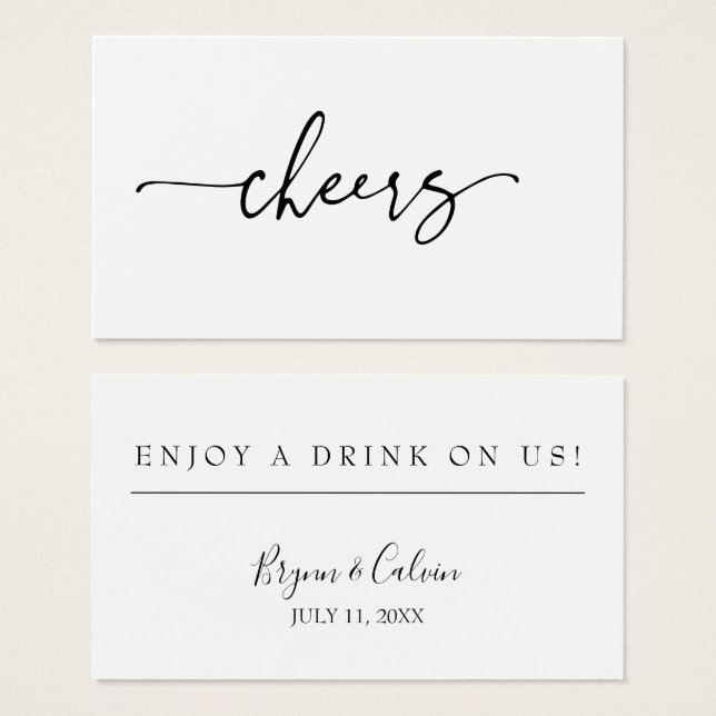 Wedding Drink Ticket Reception Bar Token Card B613 (Front & Back)