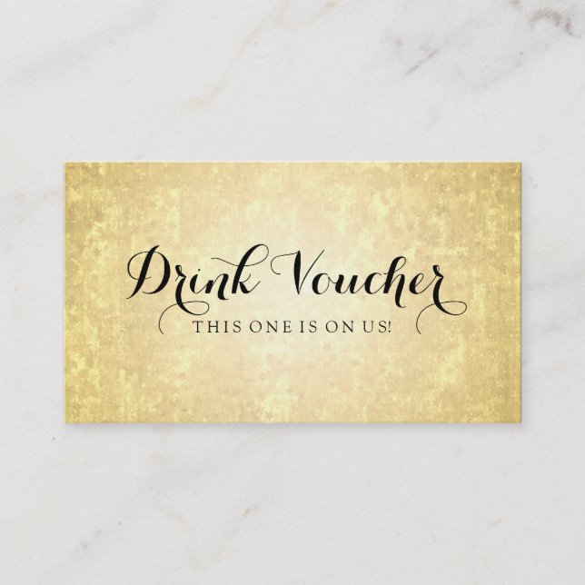 Wedding Drink Voucher Gold Foil Stars Confetti Discount Card (Front)