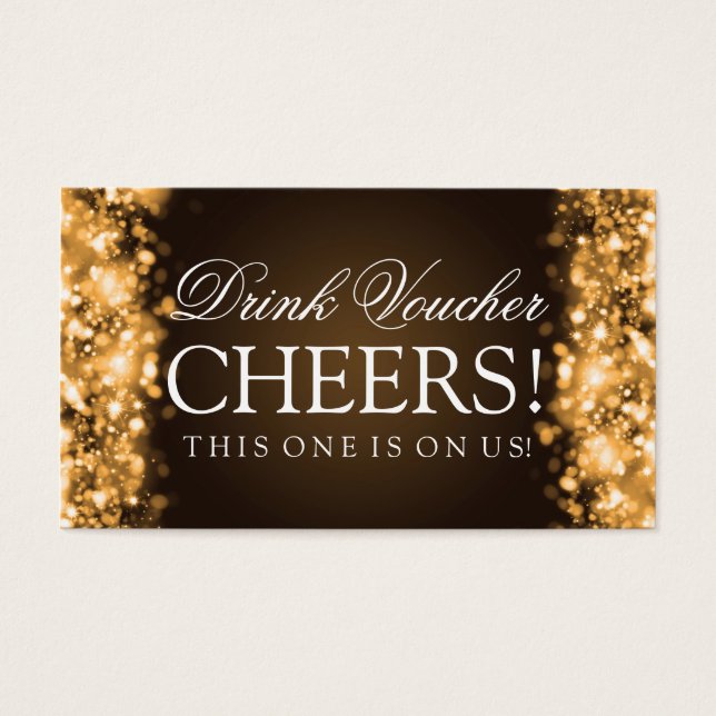 Wedding Drink Voucher Sparkling Lights Gold (Front)