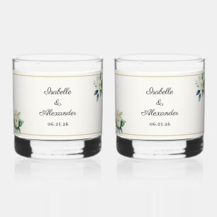 Wedding Drinkware Botanical Personalised Whiskey Glass