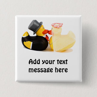 Wedding ducks 1 15 cm square badge
