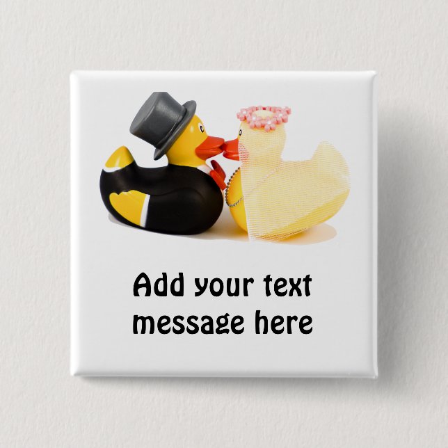 Wedding ducks 1 15 cm square badge (Front)