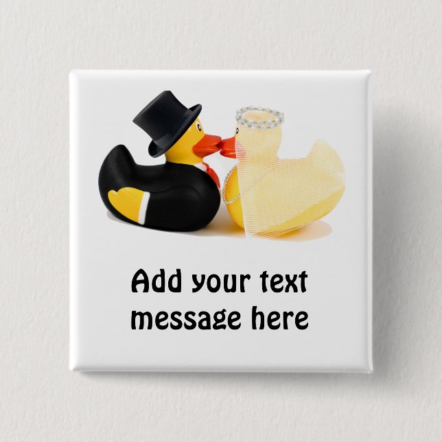 Wedding ducks 2 15 cm square badge (Front)