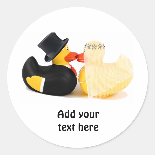Wedding ducks 3 classic round sticker (Front)