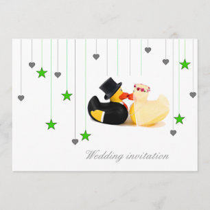 Wedding ducks 4 stars & hearts wedding invitation