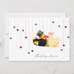 Wedding ducks and two hearts wedding invitation