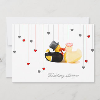 Wedding ducks and two hearts wedding invitation