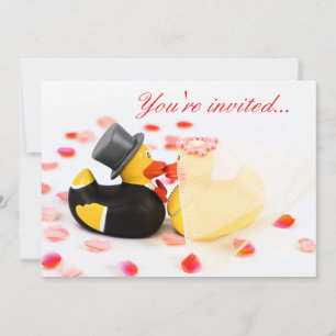 Wedding ducks rose petal confetti - Invitation