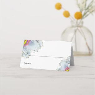 Wedding   Dusty Blue and Lilac Exotic Floral  Place Card