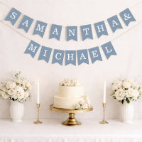 Wedding Dusty Blue Bride & Groom Names Simple