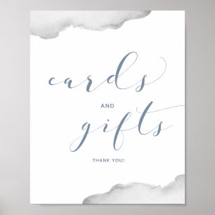 Wedding Dusty Blue & Grey Watercolor Cards Gifts Poster