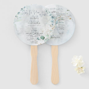 Wedding   Dusty Blue Over the Moon in Love Hand Fan