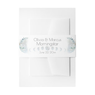 Wedding   Dusty Blue Over the Moon in Love Invitation Belly Band